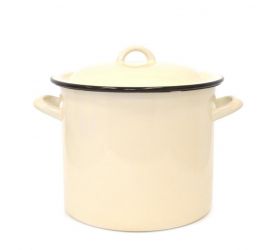 Hrniec s pokrievkou, smaltovaný, 4l, 19cm, bez dekoru, béžový