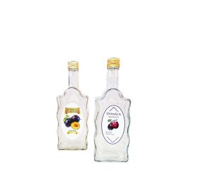 Sklenená fľaša, 500 ml, hranatá, SLIVOVICA, s uzáverom na závit, kláštorná