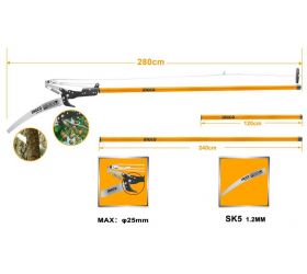 Nožnice záhradné s pílkou + teleskopická násada 240cm INGCO