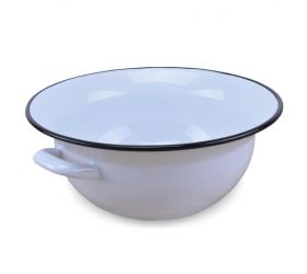 Vandlík, krájač s čiernou obrubou, smaltovaný, 38cm, 10l, biely