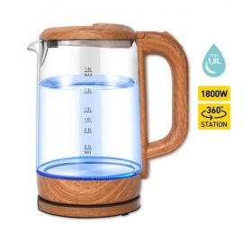 Rýchlovarná kanvica 1,8 l,  SKLO/PLAST Drevodekor, 1800 W, podsvietená