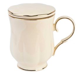 Hrnček porcelánový na čaj, 430ml, RUBY, s porcelánovým sitkom