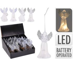 Ozdoba závesná anjel LED 6,5x6,5x11,5 cm plast teplá biela mix