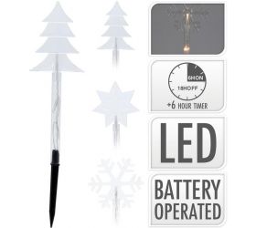 Svetlo vianočné zapichovacie 15 LED teplé biele, 37,5 cm, 5 ks, s časovačom, baterky, vonkajšie, mix