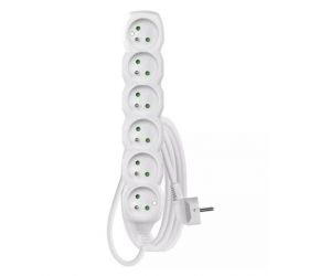 Predlžovací kábel 3m / 6 zásuviek / biely / poplastované / 1mm2