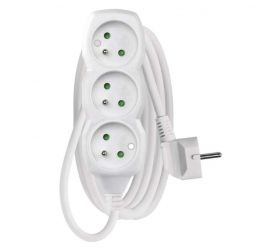 Predlžovací kábel – 3 zásuvky, 2m, biely