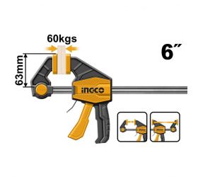 INGCO rýchloupínacia stolárska svorka 63×150 mm, max. 60 kg, obojsmerná, oceľová lišta