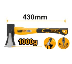 INGCO Sekera štiepacia 1kg,kovaná uhlíková oceľ, tepelne upravená čepeľ, celková dĺžka 43 cm, s chráničom