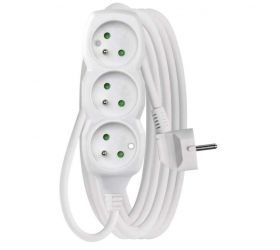 Predlžovací kábel – 3 zásuvky, 5m, biely