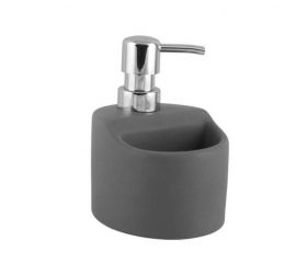 Dávkovač mydla/saponátu 330ml, s nádobkou na špongiu, sivý