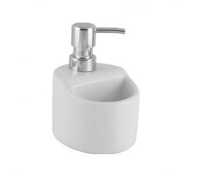 Dávkovač mydla/saponátu 330ml, s nádobkou na špongiu, biely