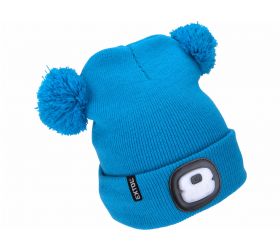 Čiapka detská s čelovým svetlom,4xLED, modrá, nabíjanie cez USB