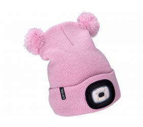 Čiapka detská s čelovým svetlom, 4xLED, ružová, nabíjanie cez USB