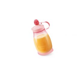 Pružná fľaša PAPU PAPI 200 ml, s lyžičkou, ružová