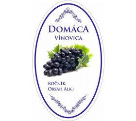 Samolepka domáca VÍNOVICA ovál fialová, 16ks etikiet