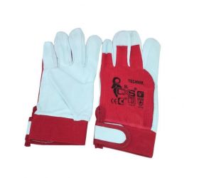 Rukavice kombi, textil-koža TECHNIK červeno-biele 9"