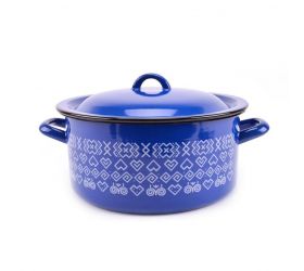 Kastról smaltovaný s pokrievkou, 26cm / 6,0L, dekor Čičmany
