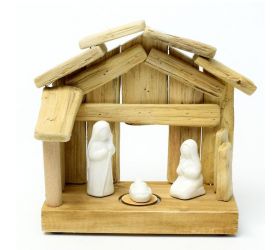 Betlehem drevený LED, 20,5x9x18 cm