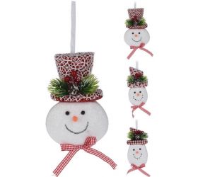 Ozdoba závesná snehuliak 15 cm červeno/biela mix