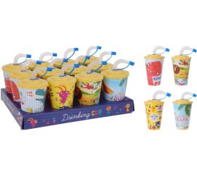 Pohár na vodu 400 ml so slamkou, detský, mix