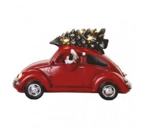 Vianočné auto Santa 10Led Plast červené