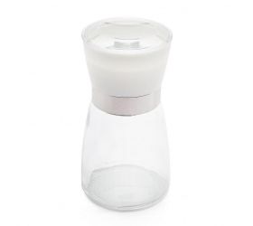 Mlynček ručný na korenie a soľ, 170 ml, sklo/plast biely
