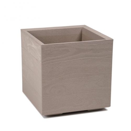 Kvetináč plastový 390x390 mm KARO ECO COFFEE DESKA latte, výška 394 mm, na kolieskach