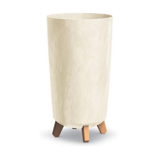 Kvetináč plastový, priemer 239mm, GRACIA TUBUS SLIM BETON EFFECT, krémový, výška 445mm