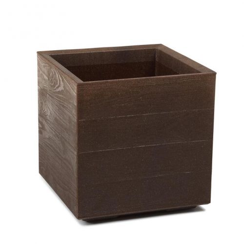 Kvetináč plastový 390x390 mm KARO ECO COFFEE DESKA espresso výška 394 mm na kolieskach