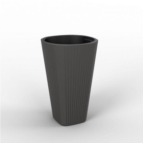 Kvetináč plastový MUZA antracit, priemer 388 mm, výška 607 mm, s vložkou