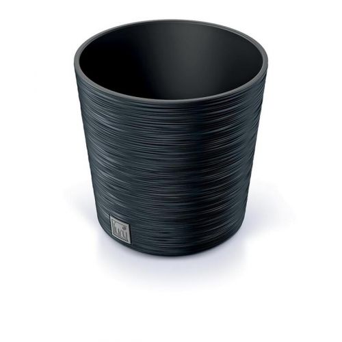 Kvetináč plastový, priemer 250mm, FURU ROUND, antracit, výška 247mm s vložkou