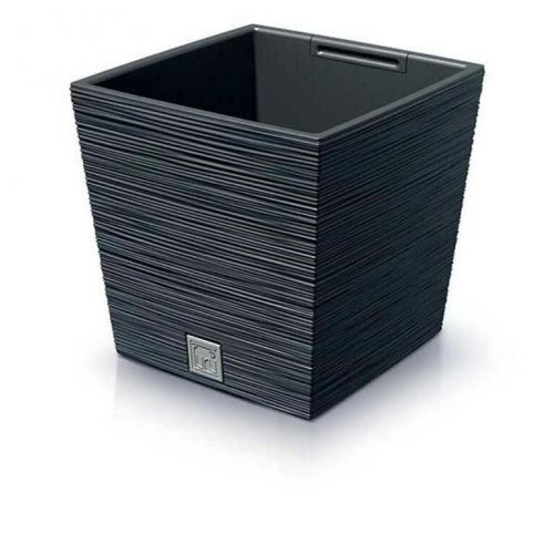 Kvetináč plastový, 295x295mm, FURU SQUARE LOW, antracit, výška 290mm, s vložkou