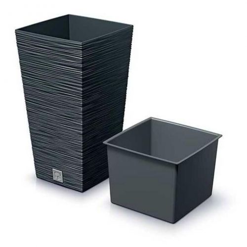 Kvetináč plastový, 295x295mm, FURU SQUARE, antracit, výška 550mm, s vložkou