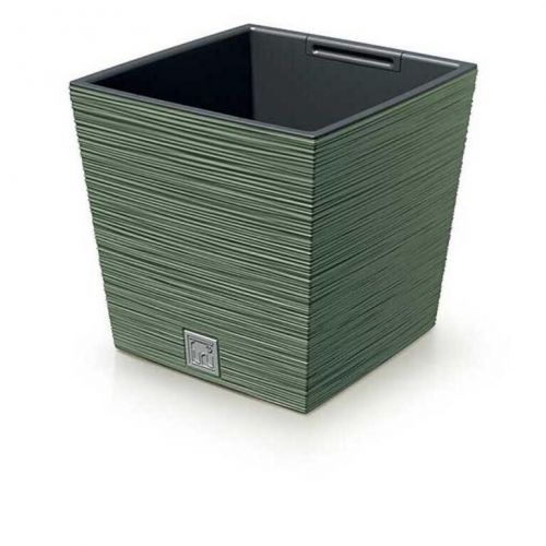 Kvetináč plastový 240x240 mm FURU SQUARE LOW zelený výška 235 mm s vložkou