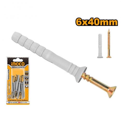 Hmoždinka natĺkacia 6x40mm INGCO 20ks