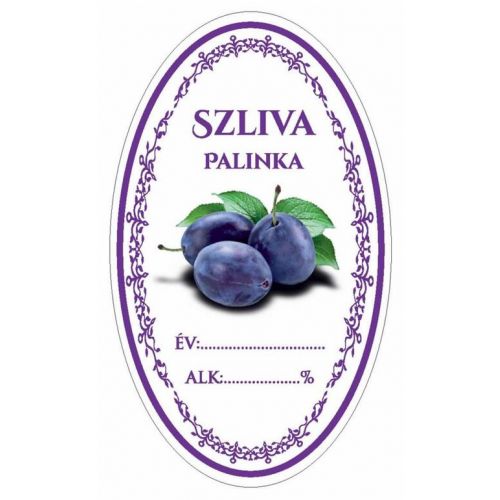 Samolepka domáca slivovica pálenka ovál 16ks etikiet HU