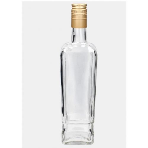 Fľaša na alkohol sklo 700ml  (uzáver na závit  zlaty/čiery)