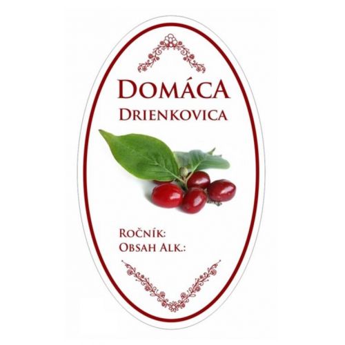 Samolepka na fľašu DRIENKOVICA domáca ovál biela, 16ks etikiet