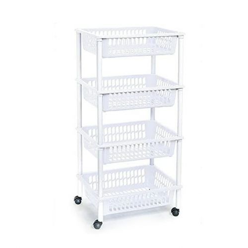 Regál plastový 4-poschodový 40x29x85CM biely na kolieskach "Mito 4" TONTARELLI