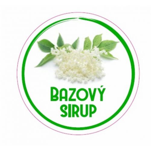 Samolepka na fľašu BAZOVÝ SIRUP domáci 12 ks etikiet