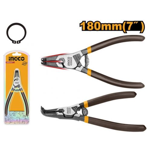 Kliešte na segerkové krúžky 180mm vonkajšie zahnuté INGCO