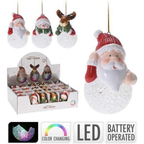 Ozdoba závesná vianočná postavička LED 6x5,5x9,5 cm mix