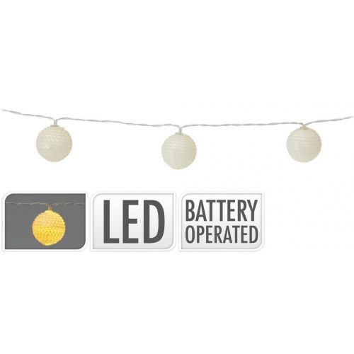 Svetlo vianočné 10 LED biele, guličky, baterky