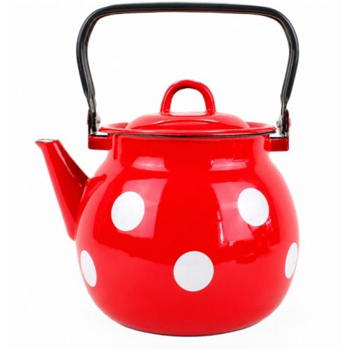 Čajník smaltovaný 3,5L, červený bodkovaný