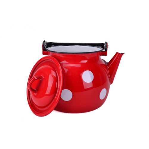 Čajník smalt 3,5L, červený bodkovaný