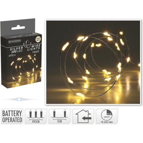 Svetlo vianočné 100 LED teplé biele, s časovačom, baterky, vnútorné /64309714