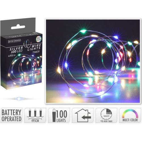 Svetlo vianočné 100 LED farebné, s časovačom, baterky, vnútorné