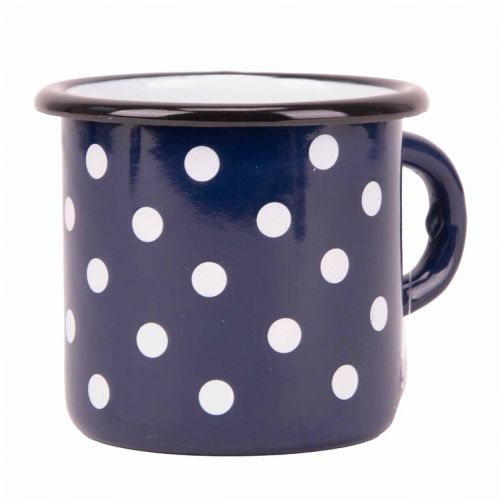 Hrnček smaltovaný, 8cm/0,35L, BODKY, modrý