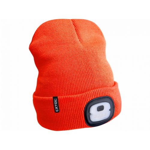 Čiapka oranž.s čelovým svetlom, LED 4x25lm, USB