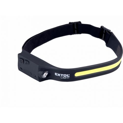 Lampa čelová 350lm, COB + XPE LED, 1,2Ah Li-pol, pevný plastový pás